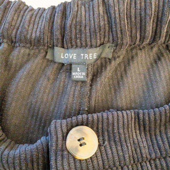 Love Tree Black Corduroy Pants Wide Leg Elastic Waist Women’s Size L - Picture 4 of 5
